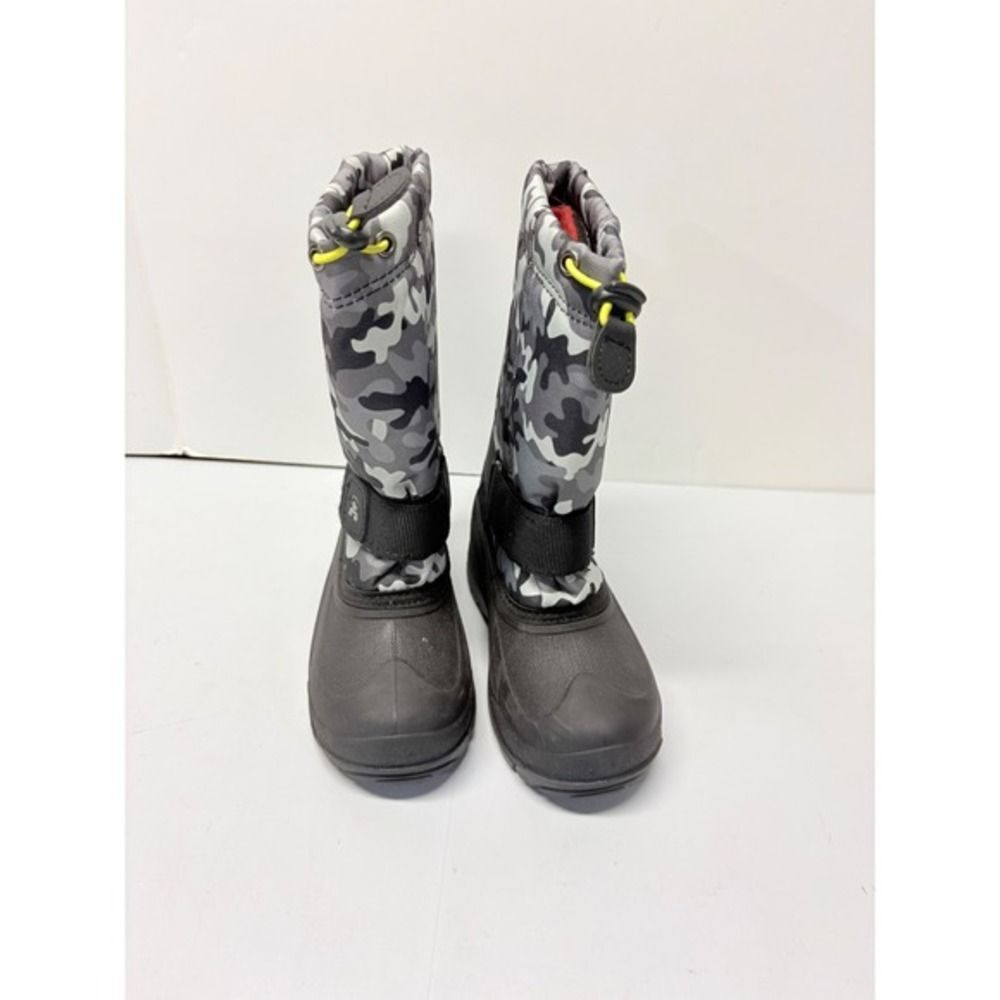 Kamik Snow Boots Kids Size 10 Gray Camo Waterproof Insulated Winter Boots - Picture 2 of 7